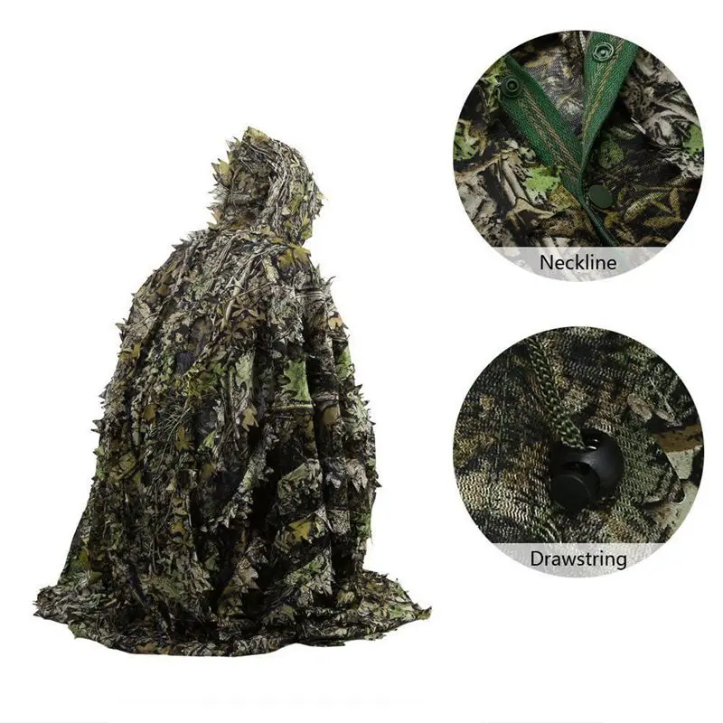 Men's outdoor air gun hunting set Hunting Blind 3D Woodland Leaf camouflage tactical set+pants camouflage Ghillie set