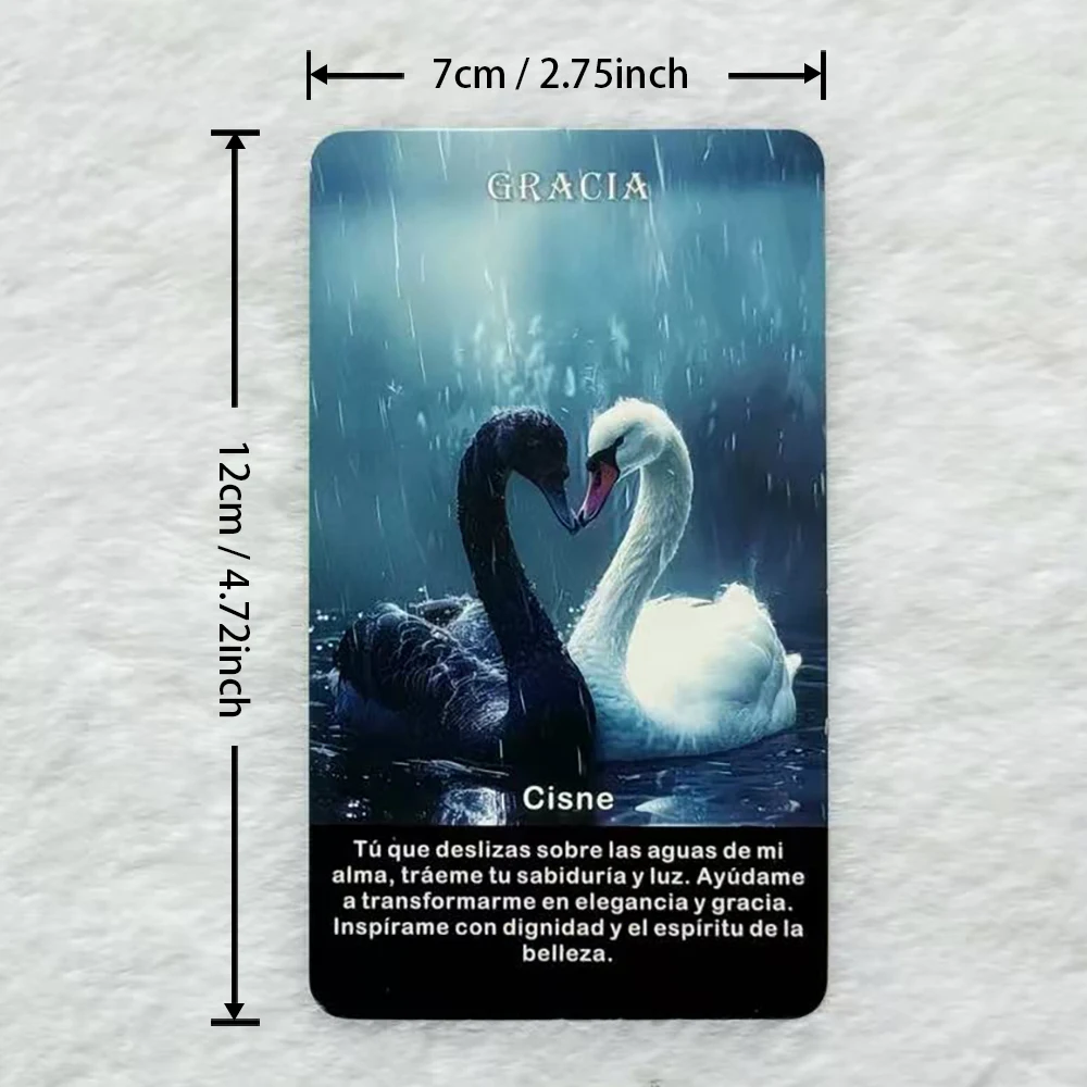 Spanish Animals Message Oracle Deck, Spirit Animals Oracle Cards, Keywords for Emotional Guidance & Encourage, 12x7cm, 52-cards