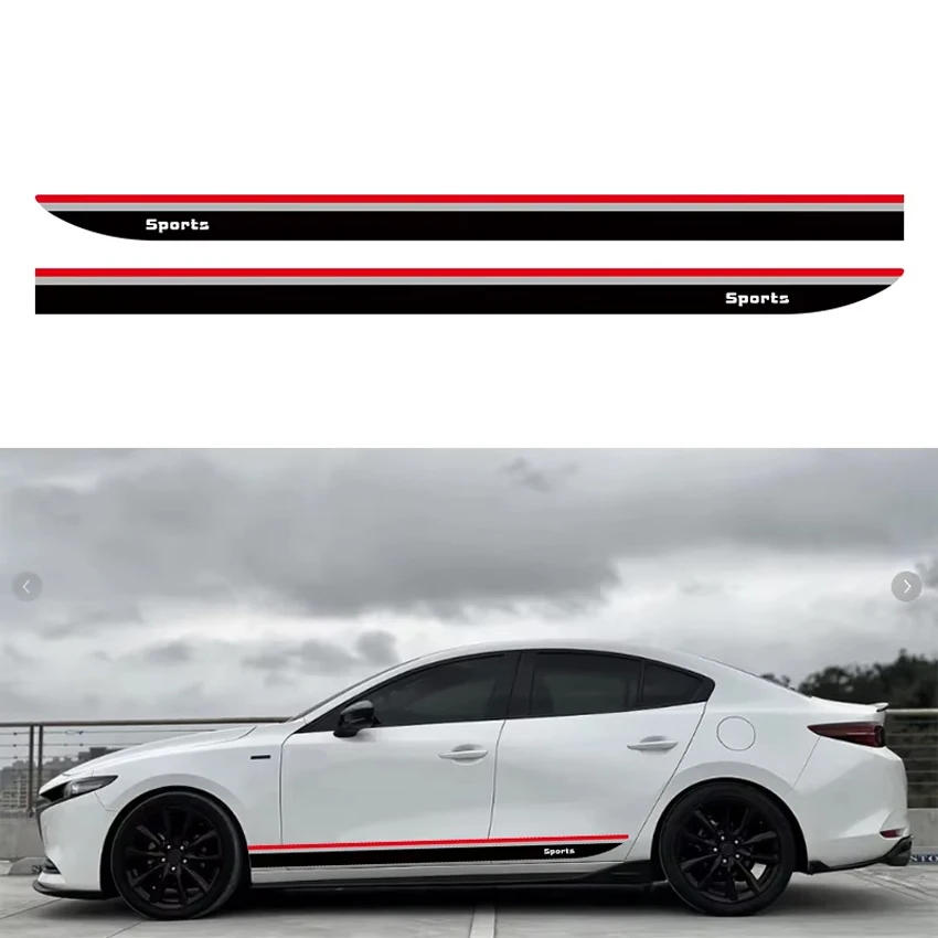 Sports Side Skirt Car Stickers For BMW, Red White Black Racing Line Body Decals for SUV Sedan For Mercedes-Benz