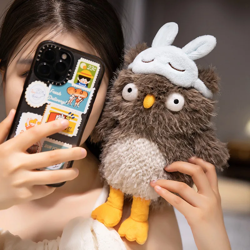 25cm Cute Eye Mask Owl Explosive Penguin Kawaii Plush Toy Children Couples Holiday Birthday Gifts Bedroom Sofa Decoration