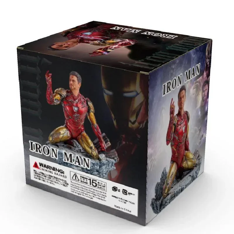 The Avengers Endgame Iron Man Mk85 Snap Your Fingers Gk Kneeling Statue Boxed Figure Collection Decoration Birthday Toys Gifts