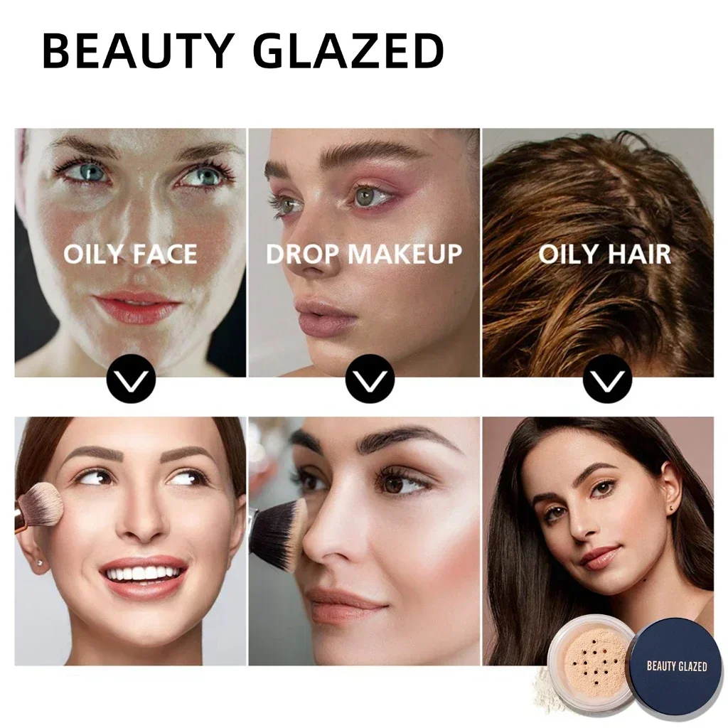BEAUTY GLAZED Face Makeup Set,Primer+Loose Powder,Oil-Control,Waterproof,Long Lasting,Invisible Pore Smooth,Setting Powder