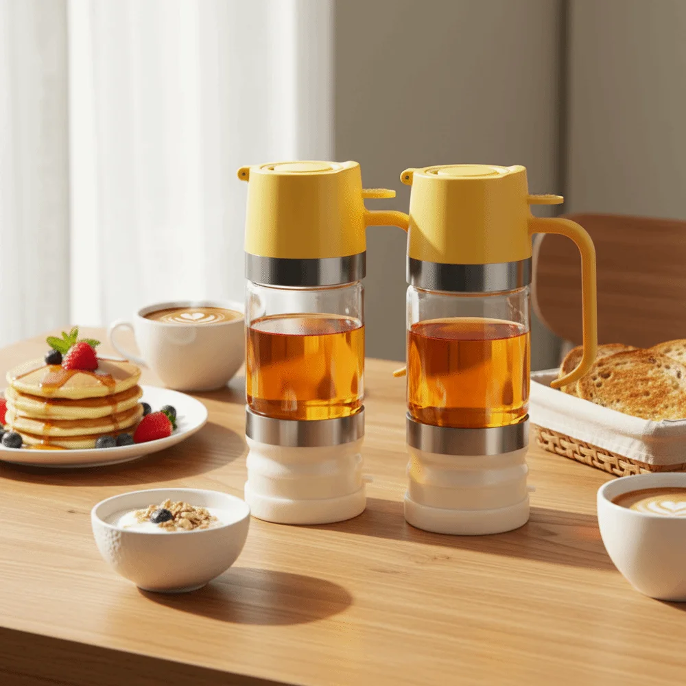 

Kitchen Tool 300 ML Glass Honey Dispenser Clear Leak-proof Honeys Bottle Sealed Press Type Syrup Dispenser Coffee