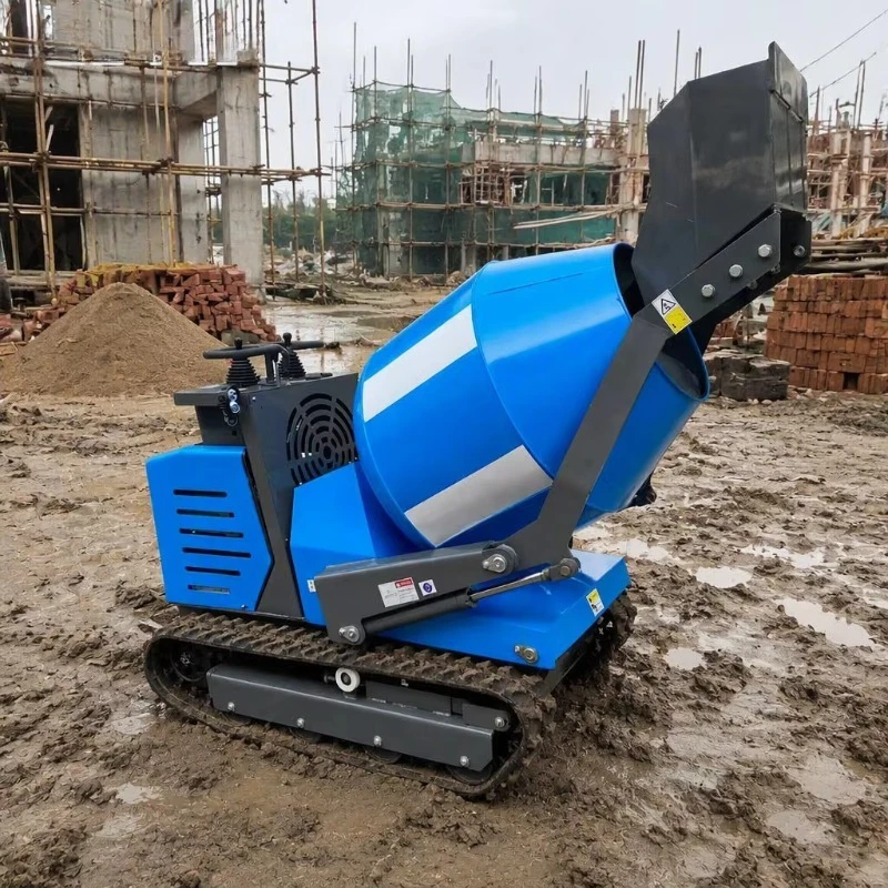 Concrete Cement Mini-concrete-mixer Concrete-mixer-mini Tracked Mini Dumper with Concrete Mixer and Dumper Together