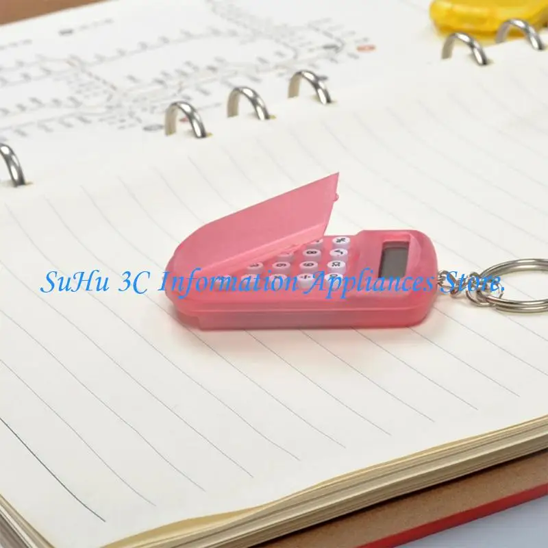  Mini Calculator Keychain 8 Digit Screen Keyring Compatibles Protective Case For Portable Math Solution