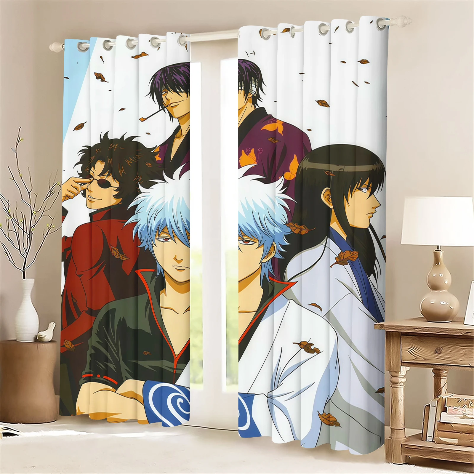 Gintama Anime Curtains Cartoon Sakata Gintoki Printed Window Curtain Bedroom Home Decor Blackout Drapes For Otaku Room