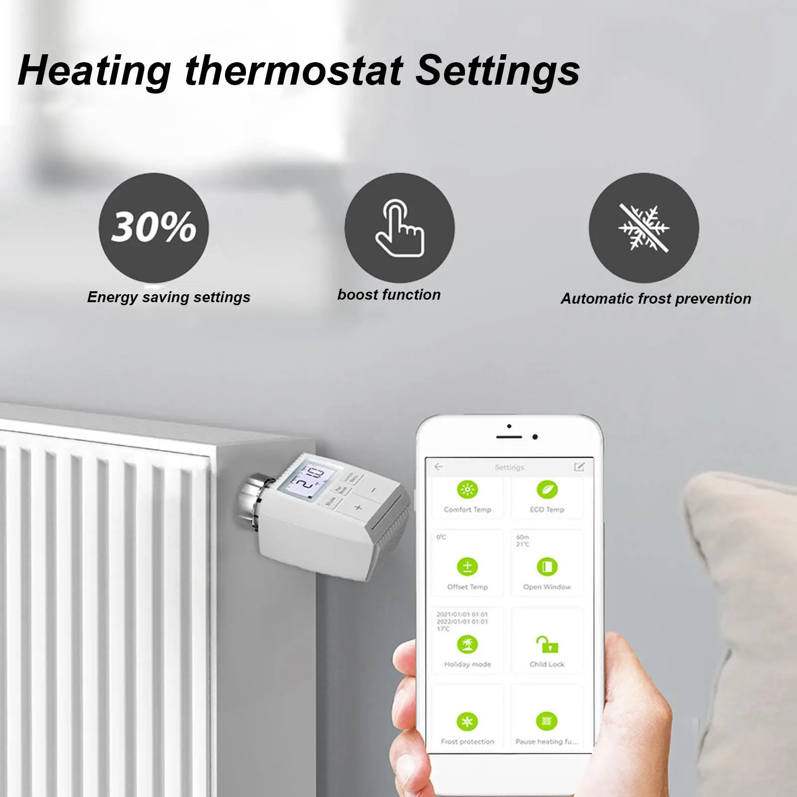 Smart Wireless Thermostat Heating Valve - Adjustable Temperature Control for home Comfort