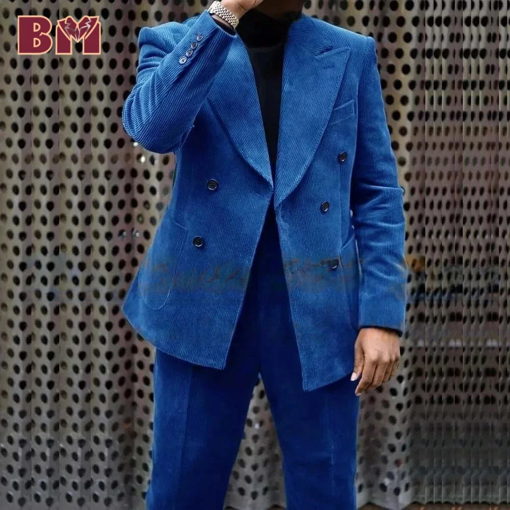 Radiant Velvet Double Breasted Men Suits - High-End Quality Fashion 2 PCS Jacket & Pants - Chic Groom 2025 Wedding Slim Fit Suit