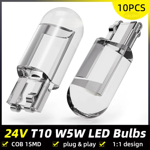10X 24V W5W LED T10 Автомобильные фонари COB Внутренние ламп