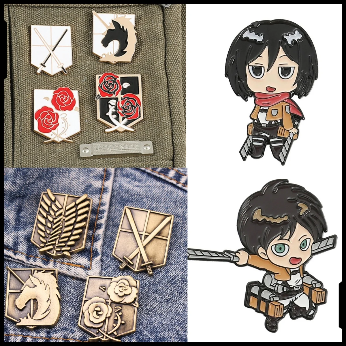 Attack on Titan Anime-Accessoires Brosche Wächter-Rose Kleidungsdekoration für Männer und Frauen Einhorn-Anstecknadel Anime-Pins Großhandel