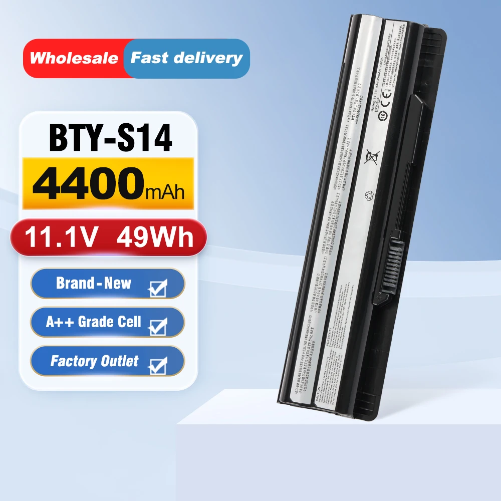 ETESBAY BTY-S14 4400mAh/49WH Laptop Battery For MSI GE70 GE60 FX720 GE620 GE620DX A6500 CR41 CR61 FR720 CX70 E2MS110W2002