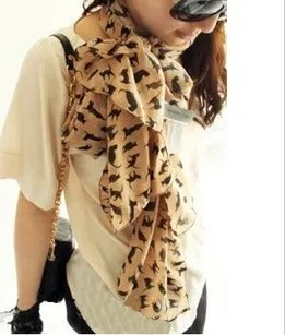 New Fashion Women's Chiffon Colorful Sweet Cartoon Cute Cat Graffiti Style Shawl Girls Gift Wholesale