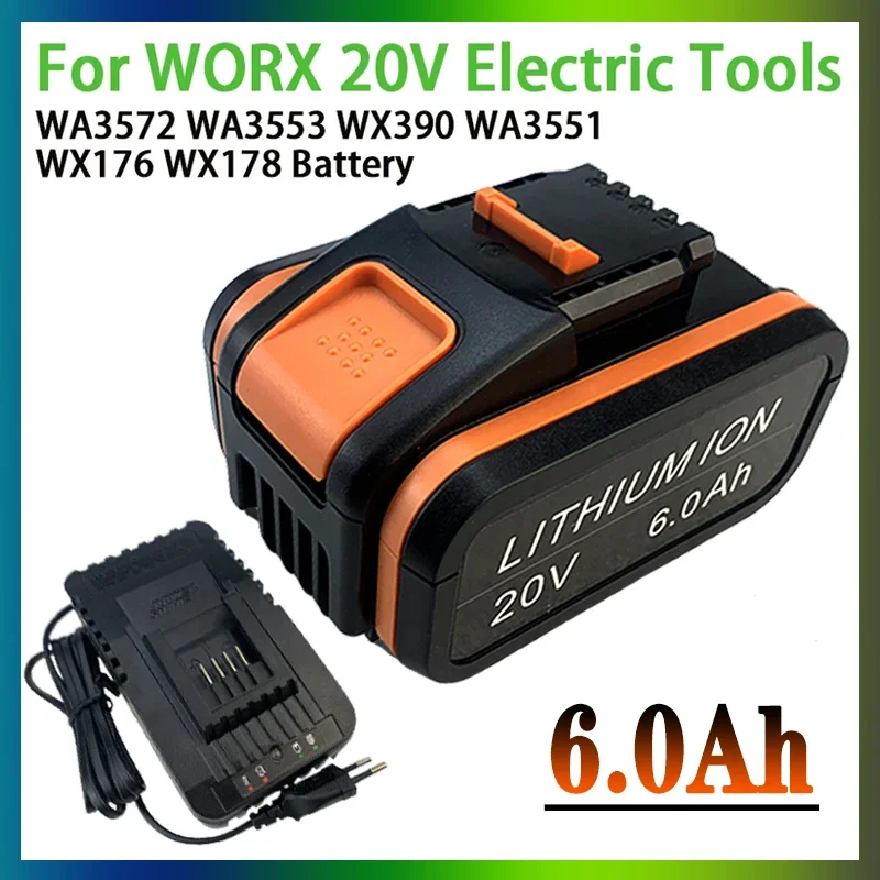 

Original 20V 6000mAh For WORX WA3553 WG630 WG629 WX372 WX390 WX394 WX550 WX523 WX802 WX858 WX900 Power tool battery