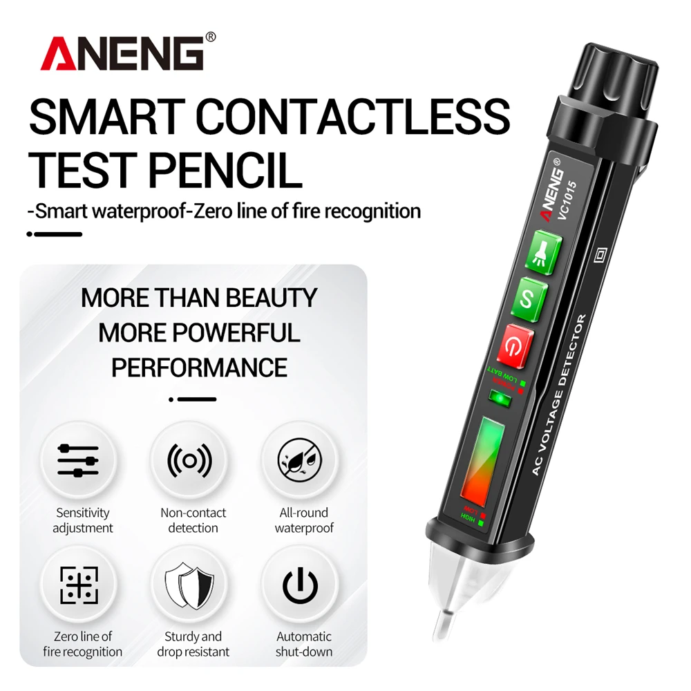 Intelligente senza contatto AC 12-1000V rilevatore di tensione Tester Tester LCD visivo intelligente indicatore elettrico LED misuratore di tensione ANENG VC1015
