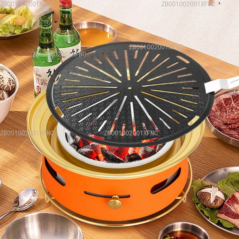 3-Layer Thickened Stainless Steel Korean BBQ Grill Net Round Commercial Charcoal Grill Grid