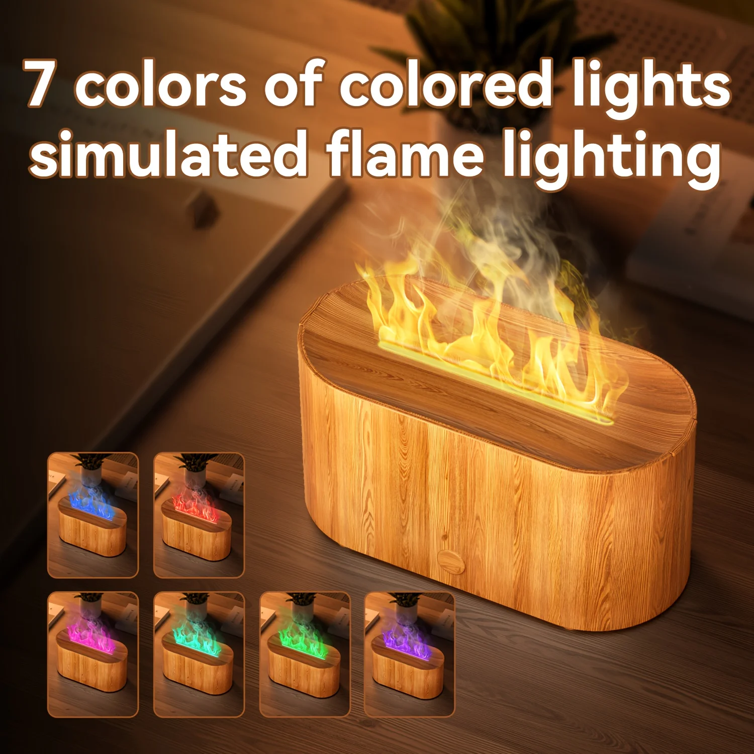 Mini Humidifier Flame Aromatherapy Diffuser Essential Oils 7 Colour Flame Diffuser Timing USB Desktop Air Humidifier for Home
