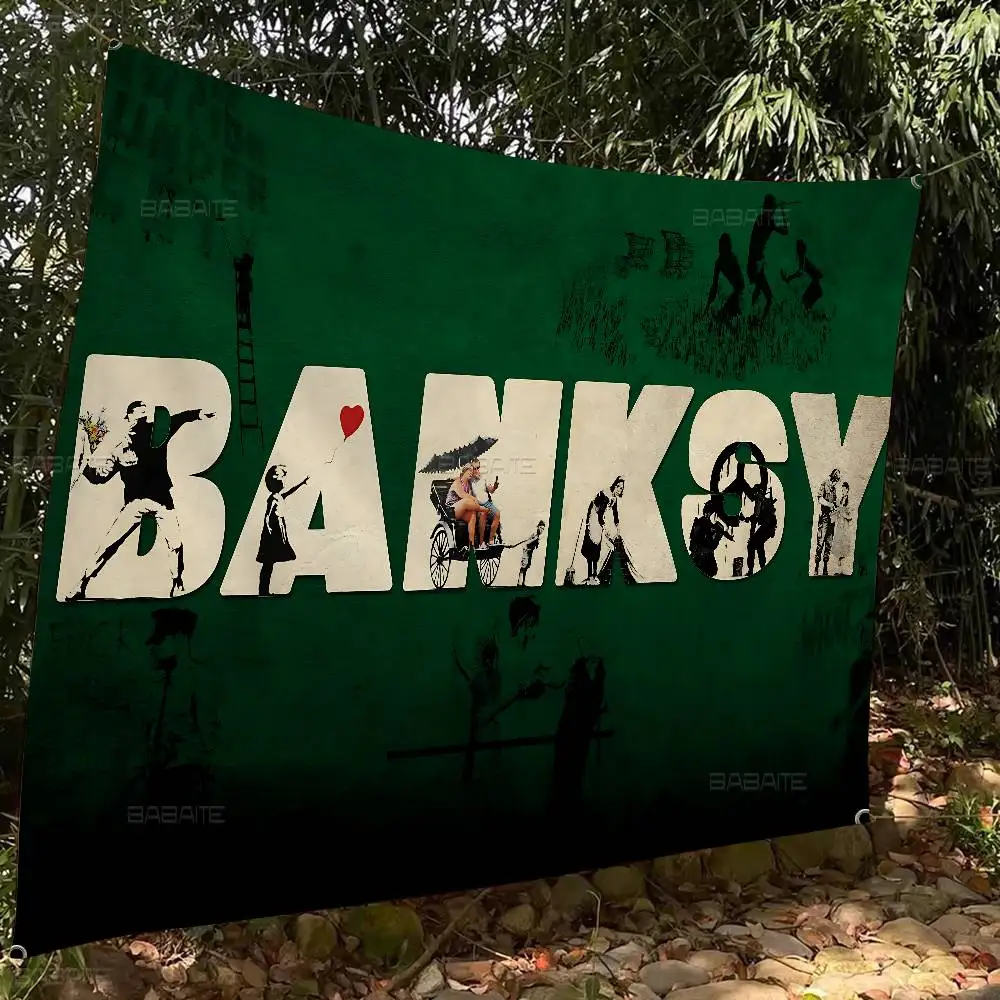 Banksy Graffiti DIY Flag For Family Group Photo Living Room Home Dorm Decor Wall Art Decor Banner