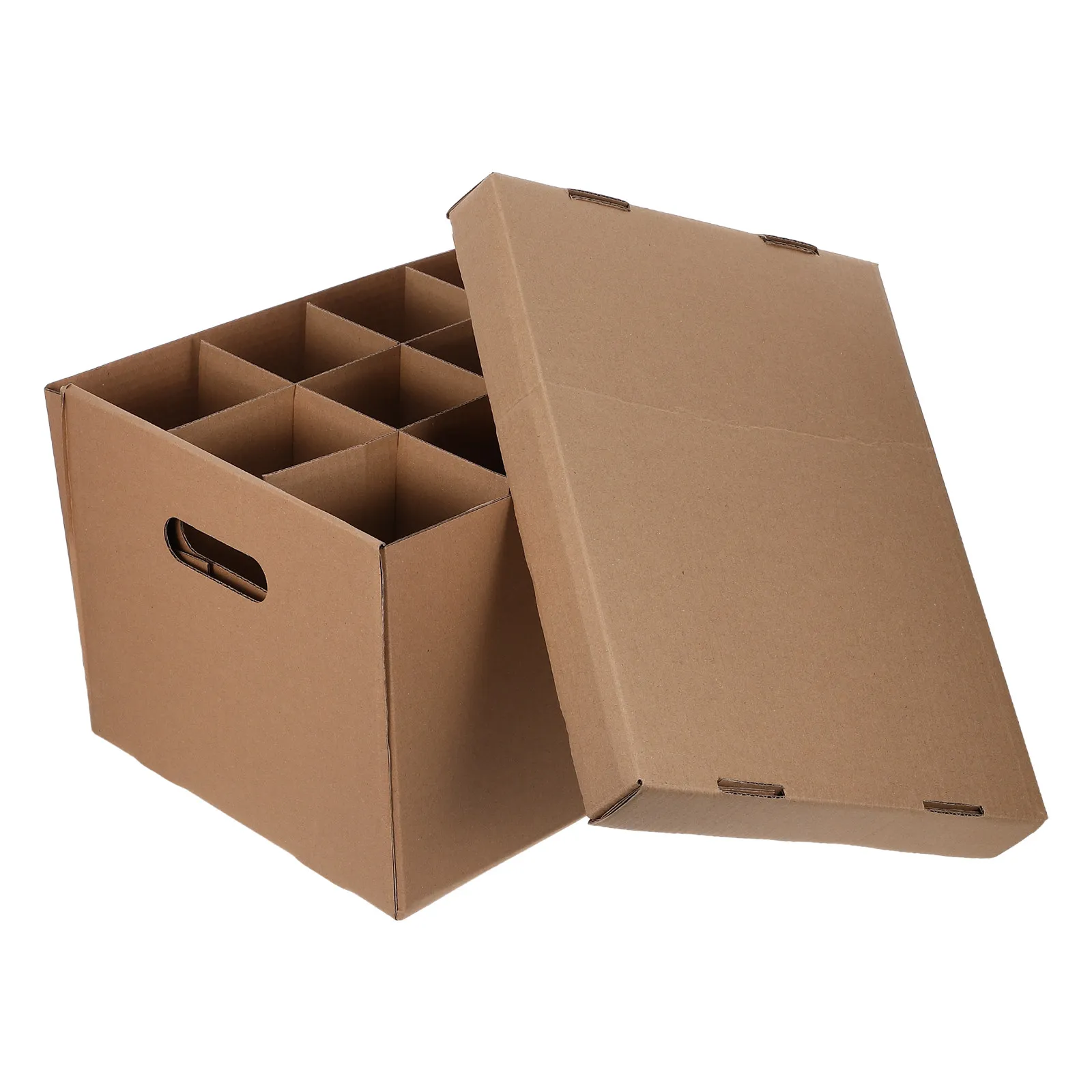 Wine Glass Transport Case Moving Boxes for Glassware Kitchen Packing with Handles Lids Glasses Stemware Storage