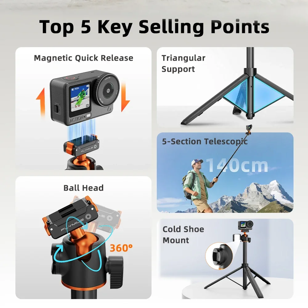 Flymile Magnetic Selfie Stick For Dji Osmo Action And Nano Mount_voghion.com