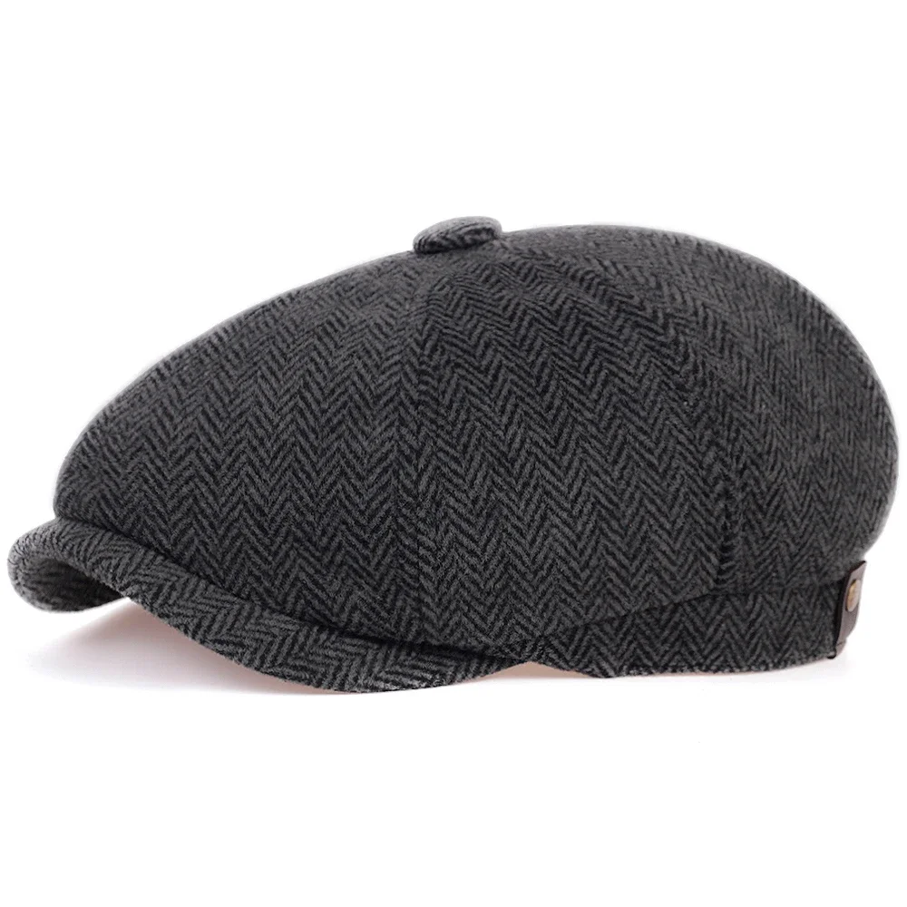 Winter-Flatcap aus Wolle, Vintage Achteckmütze, Herren Cabbie-Mütze, Ivy-Ohrenmütze, Irische Jagdmütze mit Ohrenklappen, Herren Newsboy-Mütze