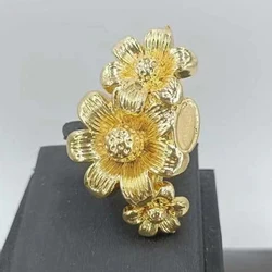 Fashion Gold Color Round Flower Big Ring For Women Trendy Metal Finger Ring Hip Hop Statement Party Jewelry Gifts New In