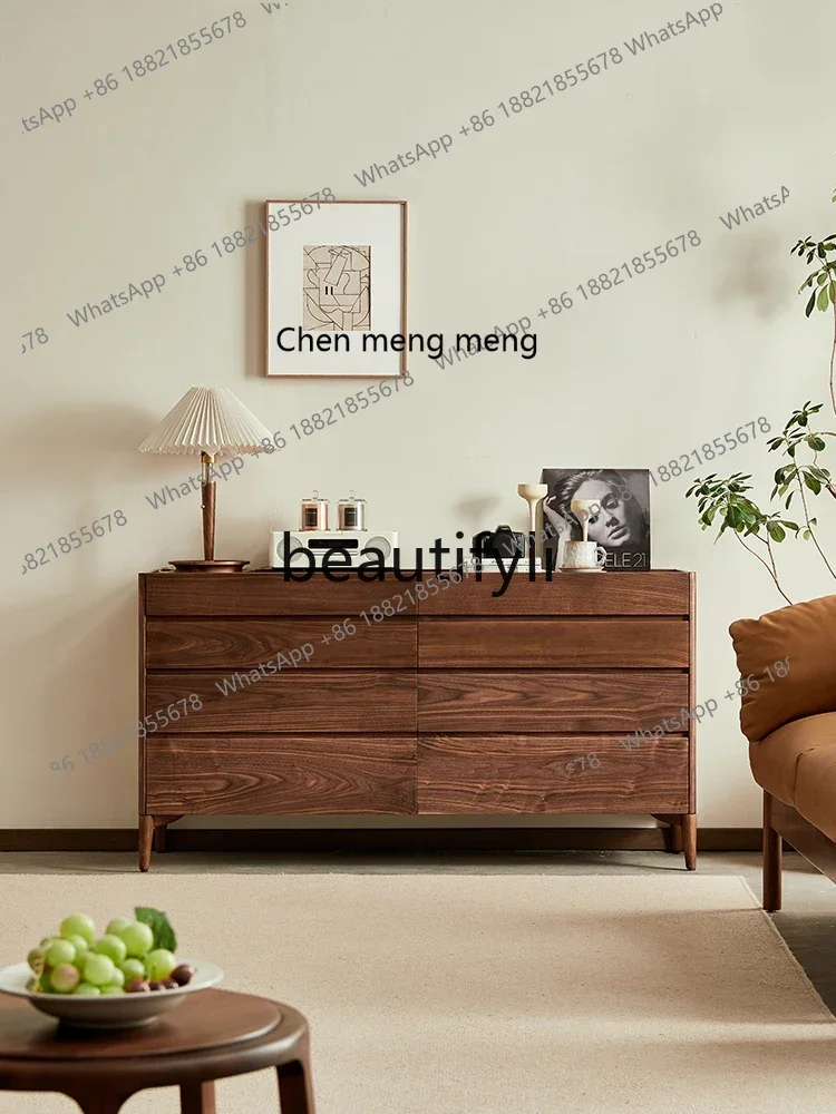 

M178 North American black walnut eight-bucket cabinet Nordic locker living room all solid wood storage cabinet