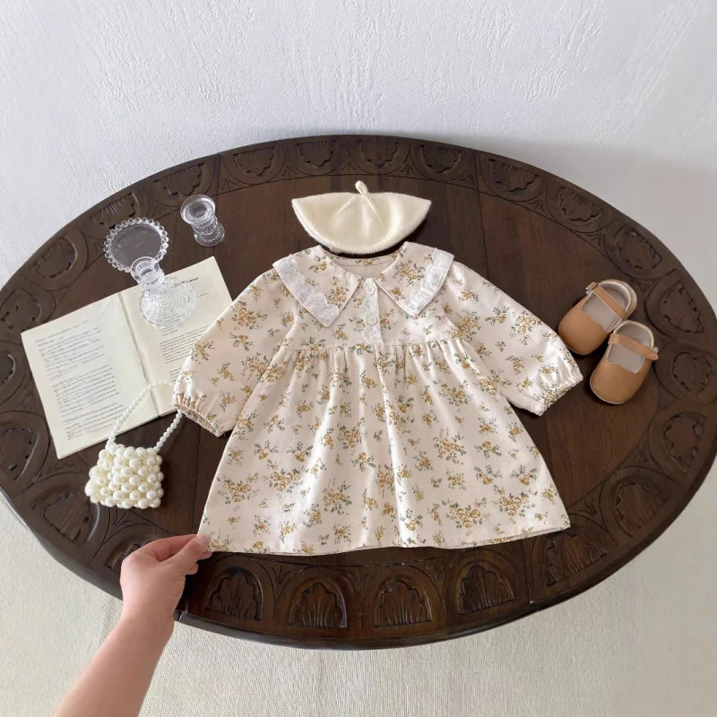 

Girls' Dress Spring and Autumn New Fashionable Autumn Style Baby Girl Floral Princess Dress Children's Spring Dress
