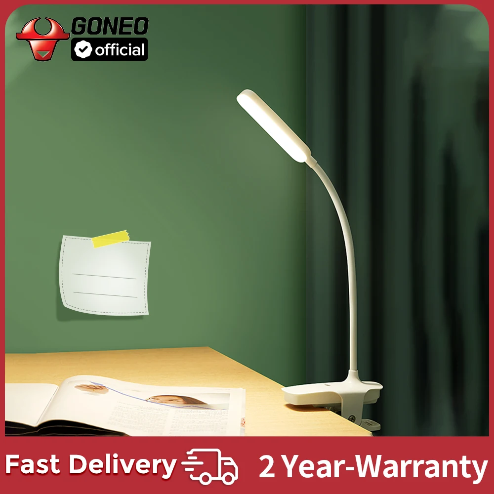 Goneo Eye-Care Morsetto Scrivania Llight Lampada da lettura pieghevole Lampada da libro ricaricabile con protezione dai raggi blu