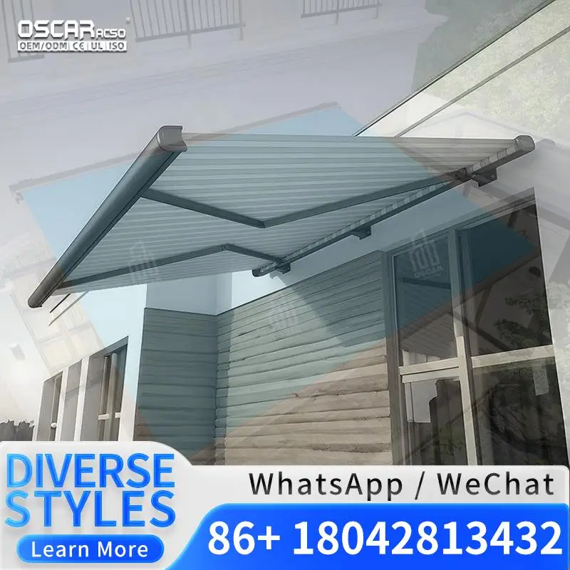 High Quality Retractable Acrylic Awning Remote Control Bracket Rainproof Sun Shade for Patio Balcony Garden Retractable Awning