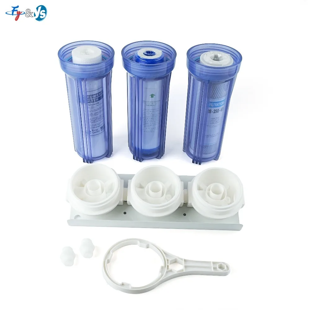 3-Stage Under Sink Water Filter System, 10 Inch Transparent Whole House Water Purifier with PP Sediment,UDF & CTO Carbon Filters