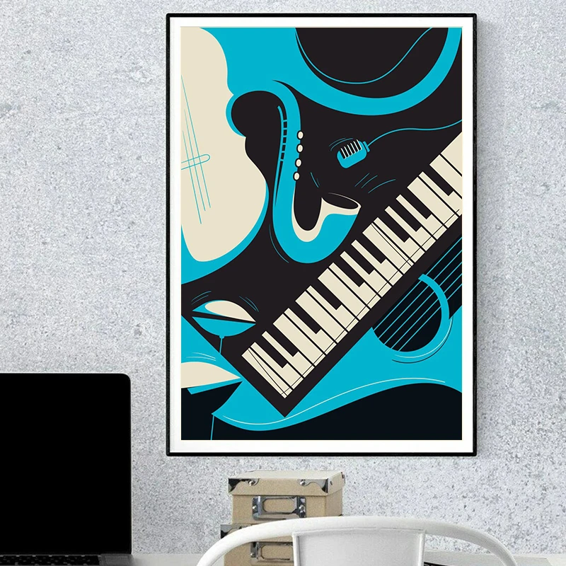 Abstract Music Instruments Posters Piano Violin Trumpet Poster Canvas Painting and Prints Wall Art for Living Room Home Decor