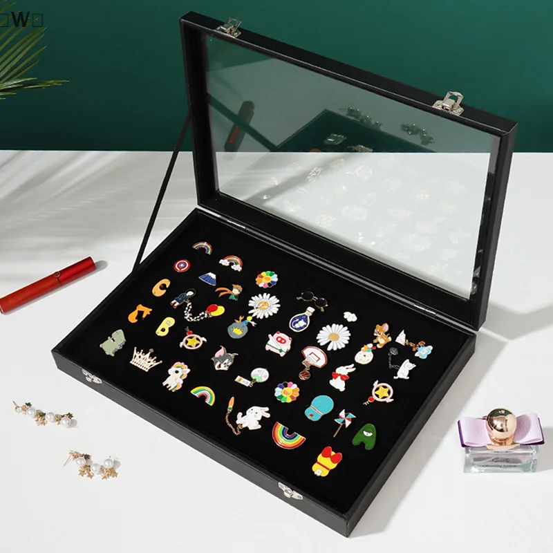 〔W〕Pin Medal Display Case Badge Storage Box Transparent Dustproof Pin Display Box For Medal Jewelry Collection Display Frame