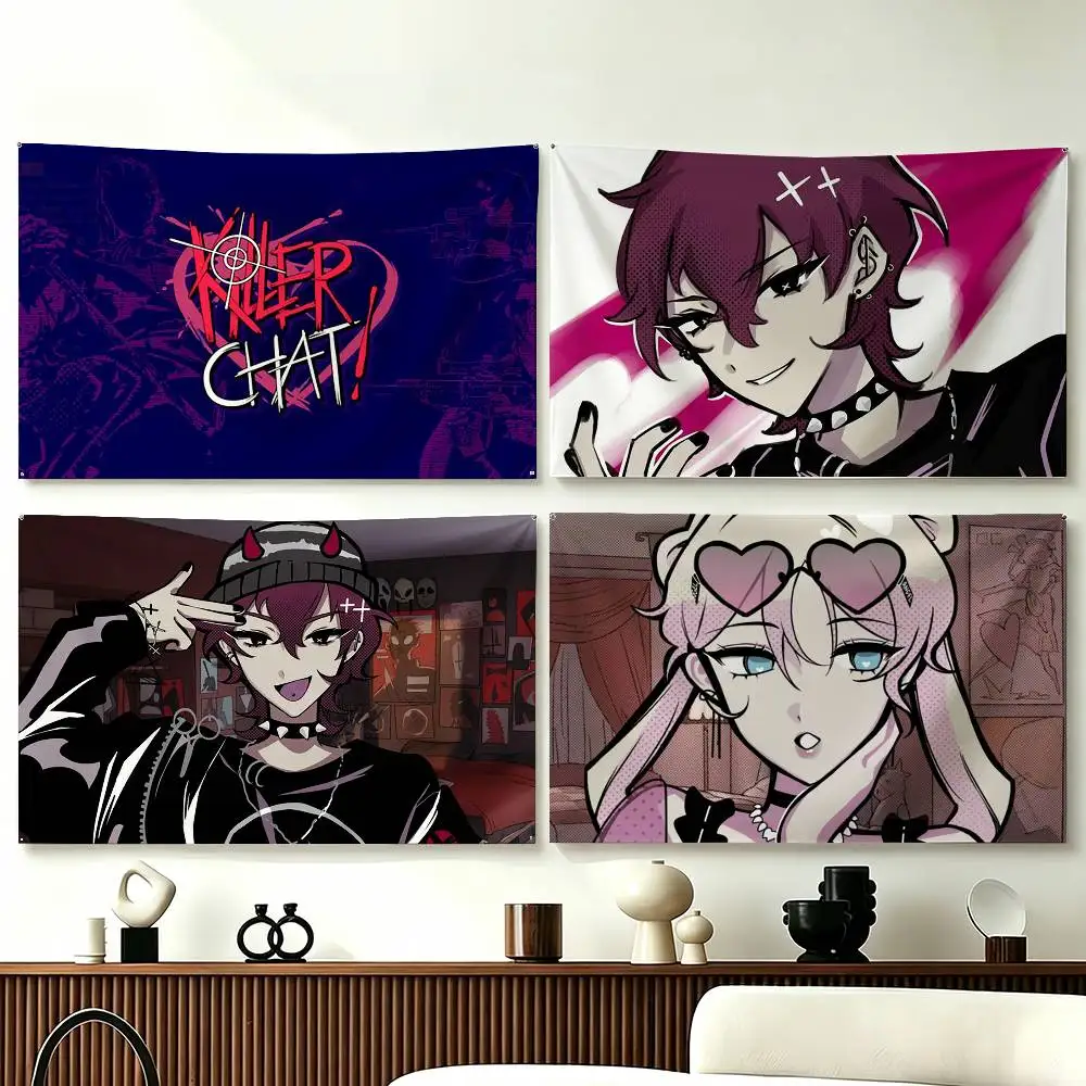 K-Killer Chat Robin Misaki Funny Flags for Bedrooms Home Decor Items Outdoor Decors Garage Decoration Flaga