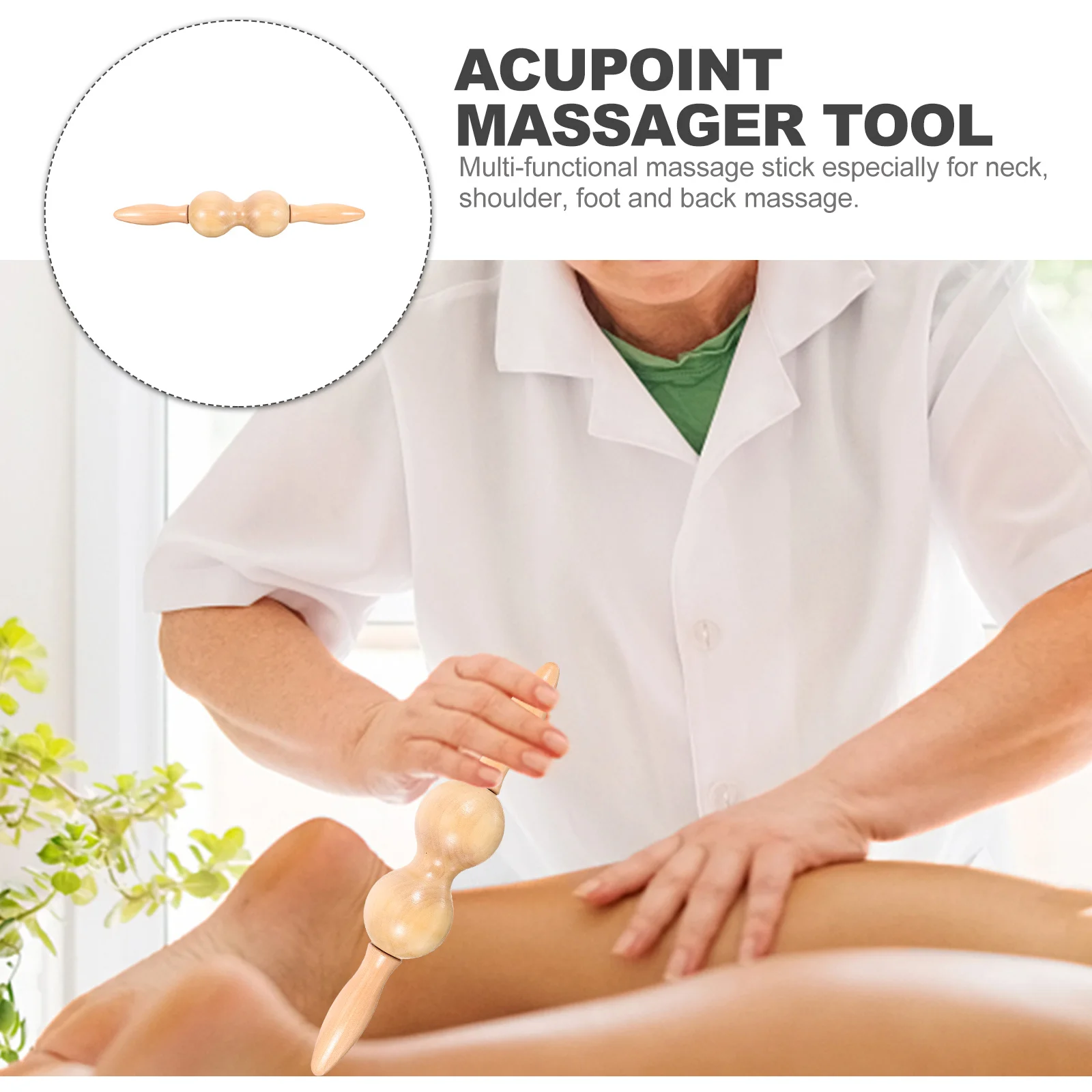 

Wooden Acupoint Massage Rod Body Massager Tool Professional Foot Neck Shoulder Massage Equipment Blood Circulation Stimulating