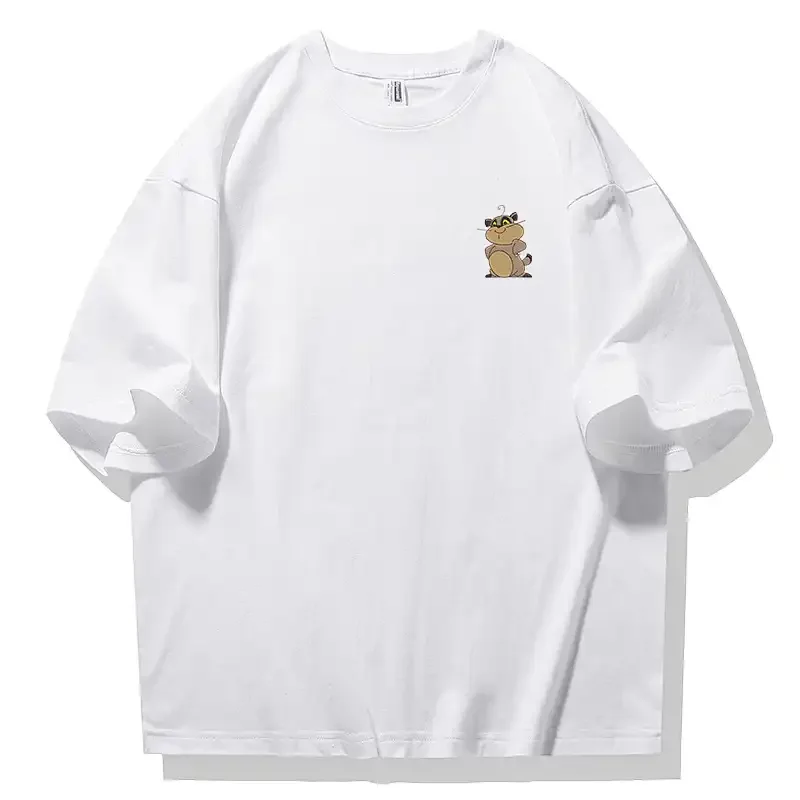 

Cartoon Animal Embroidered T-shirt Unisex Casual Cotton Short Sleeve Summer Top