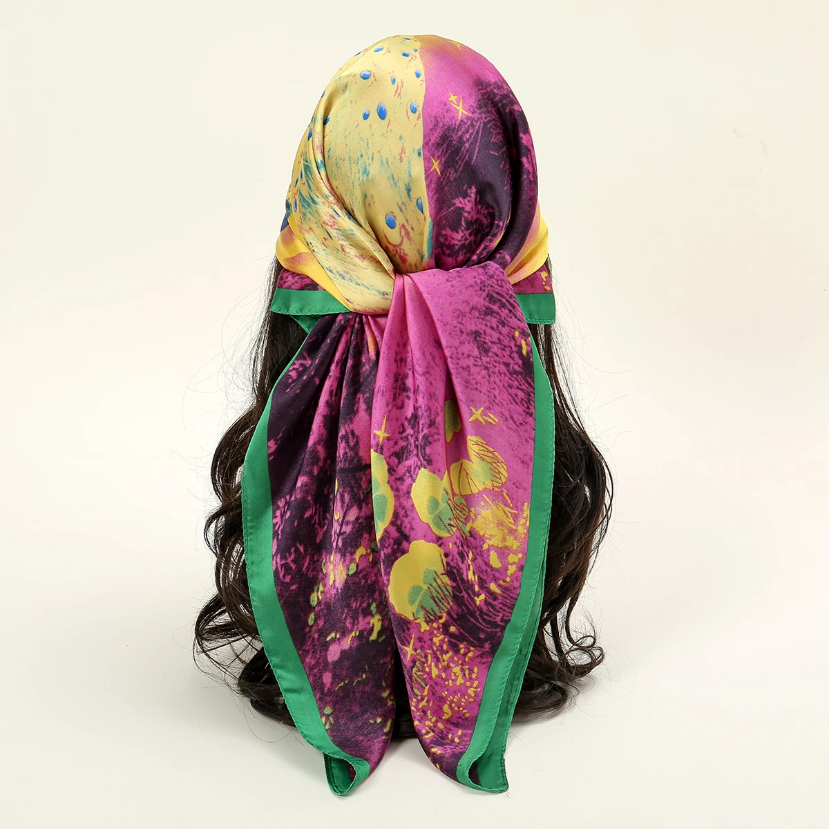 Square Scarf For Women Floral Printed Women Fashion Imitated Silk Scarf Foulard Muslim Hijab Headscarf Wraps Headband Turban