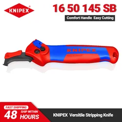 Knipex-ガイドシューズ付き防雨ナイフ、快適なハンドル、人間工学に基づいたデザイン、16 50 145 sb、120グラム、ツール