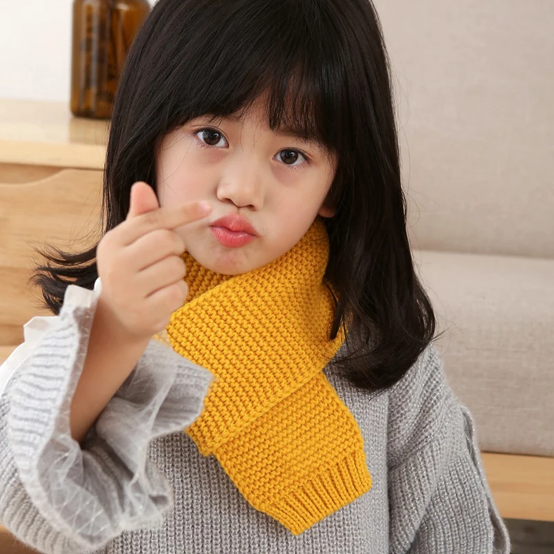 Children Scarf Winter Baby Solid Knitted Scarves Warm Neckerchief For Kids Girls Boys Soft Knitting Scarf New Korean Style