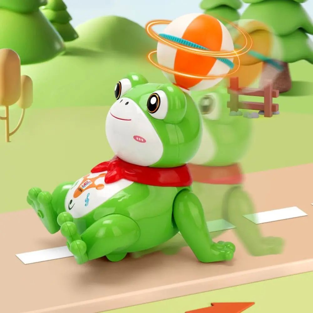 LED Electric Dancing Frog with Lights Music Spinning Ball Frog Toy Plastic Simulation Kids Electric Frog Toy Birthday Gift