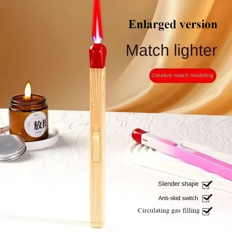 

Супер длинная светящаяся зажигалка со спичками, бутановая горелка, надувная зажигалка, бытовая ароматерапия, кухонные гаджеты, ежедневно (без газа)