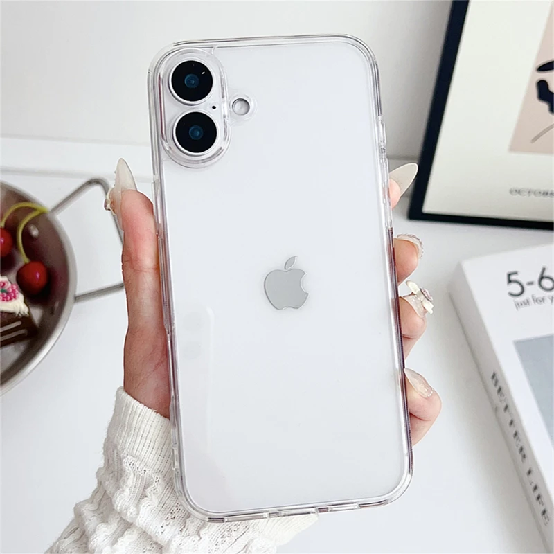 Transparent Shockproof Acrylic Case For iPhone 16 15 14 13 12 11 Pro XS Max X XR 7 8 16 Plus SE Silicone Bumper Clear Hard Cover