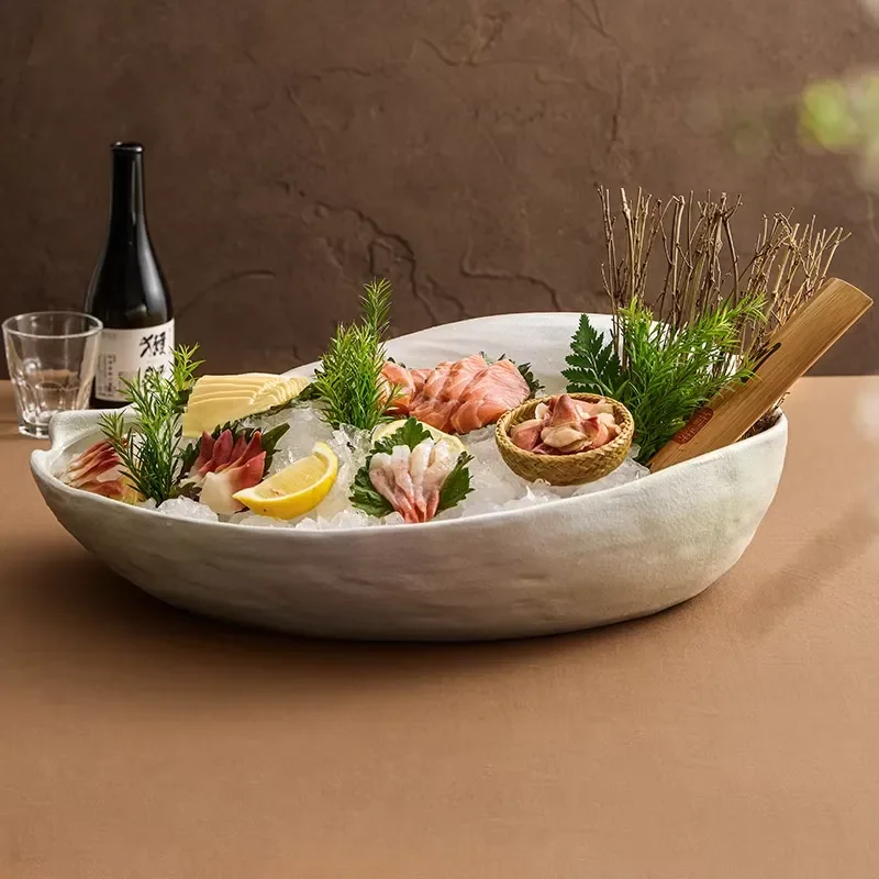 White Surface Classic Hotel Restaurant Cutlery Set Ceramic Soup Plate Salad Fruit Borscht Fish Serving Tray Party