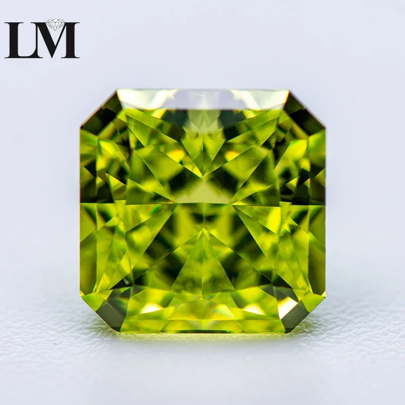 

Cubic Zirconia Stone 5A Grade Apple Green Color Asscher Shape 4k Crushed Ice Cut Lab Synthetic Cz Gemstones DIY Jewelry Making