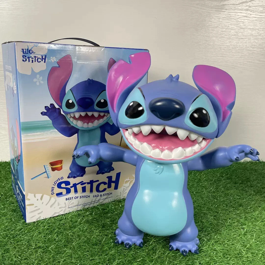 大型ステッチライフシーンフィギュア、リロ＆スティッチシリーズブラインドボックスデスクトップキャラクターモデル、デイリープロップスデスクトップデコレーションコレクション付き