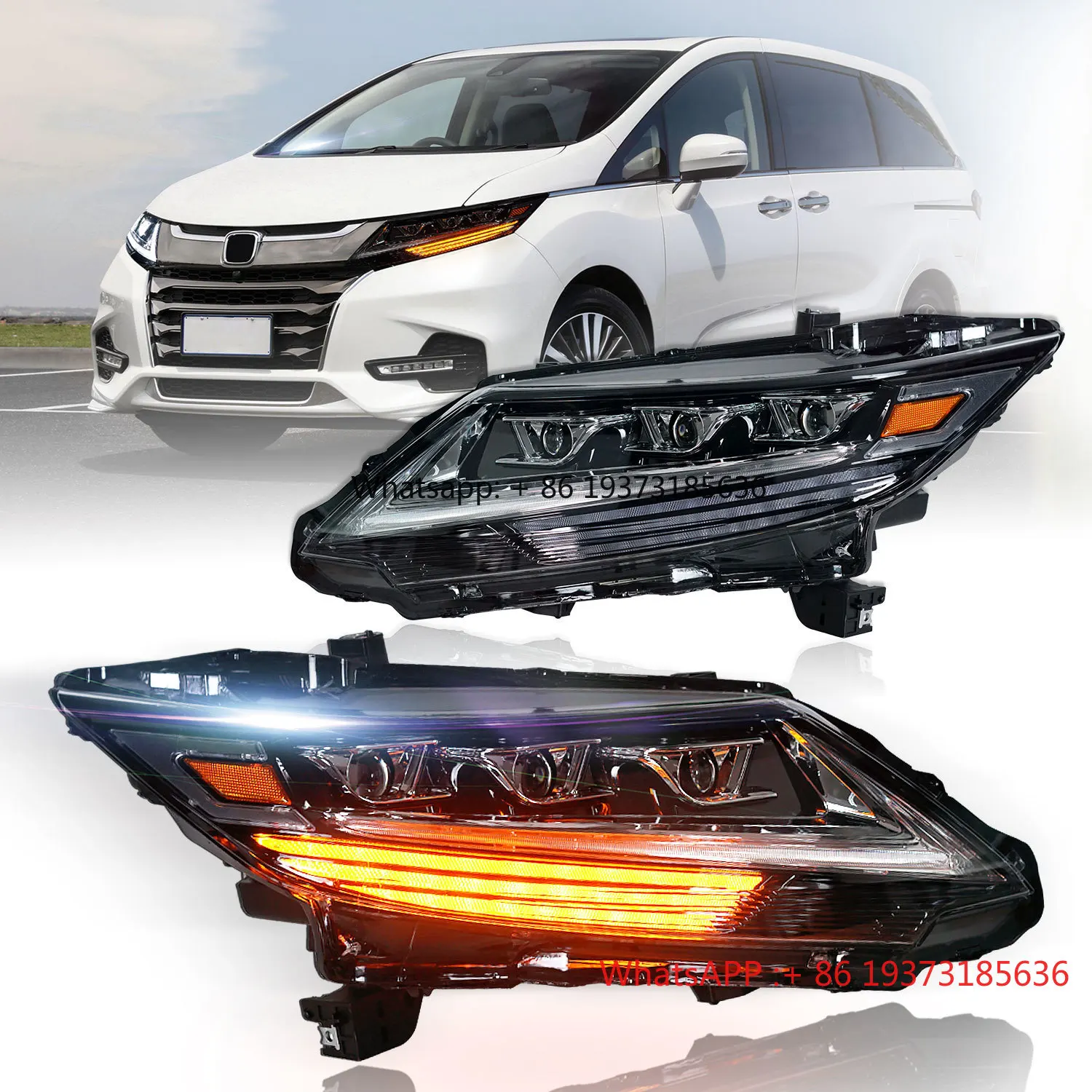 

2015-2021 for Honda Odyssey for Style Full LED Headlight Plug-in Play Front Lamp Sequential Turning Signal Halogen Xenon