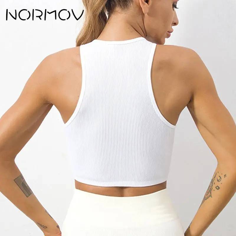 NORMOV – gilet de Yoga sans couture pour femmes, haut de soutien-gorge de sport côtelé, débardeur sans rembourrage, haute résistance, sous-vêtements