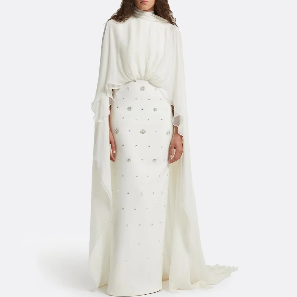 

Индивидуальный пошив: вечернее платье с высоким воротником, расшитое стразами, прямое, длинное, для особых случаев, элегантное, для вечеринок и свадеб