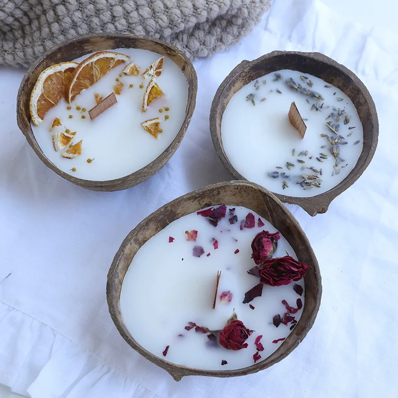 Coconut bowl aromatherapy candle candle watering dried flower candle creative decorative candle souvenir gift - Image 2