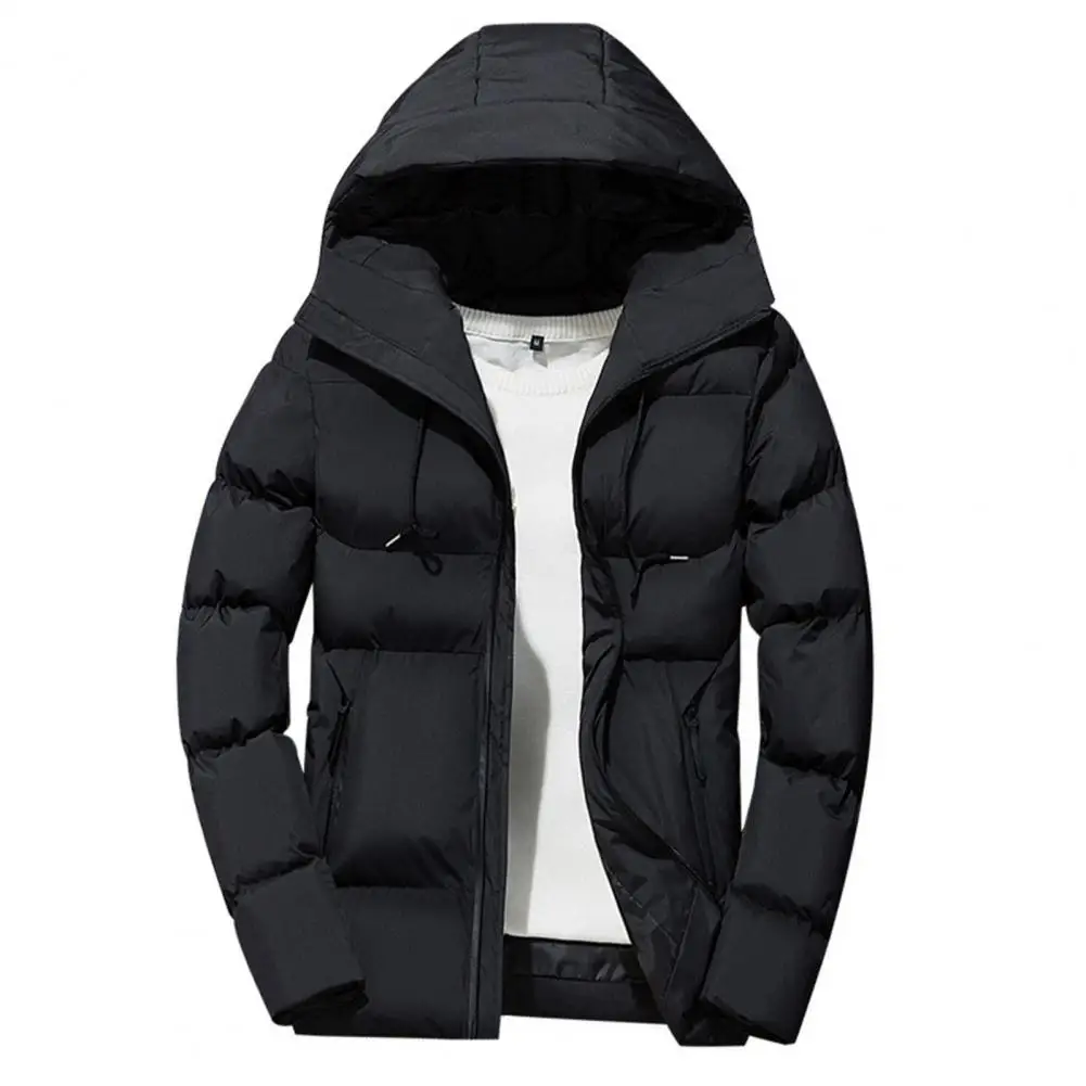 Männer Windjacke Gepolsterte Parkas Alle Spiel Einfarbig Lange Sleeve Zipper Kapuze Jacke Mantel Dicke Kapuze Mantel Baumwolle Oberbekleidung