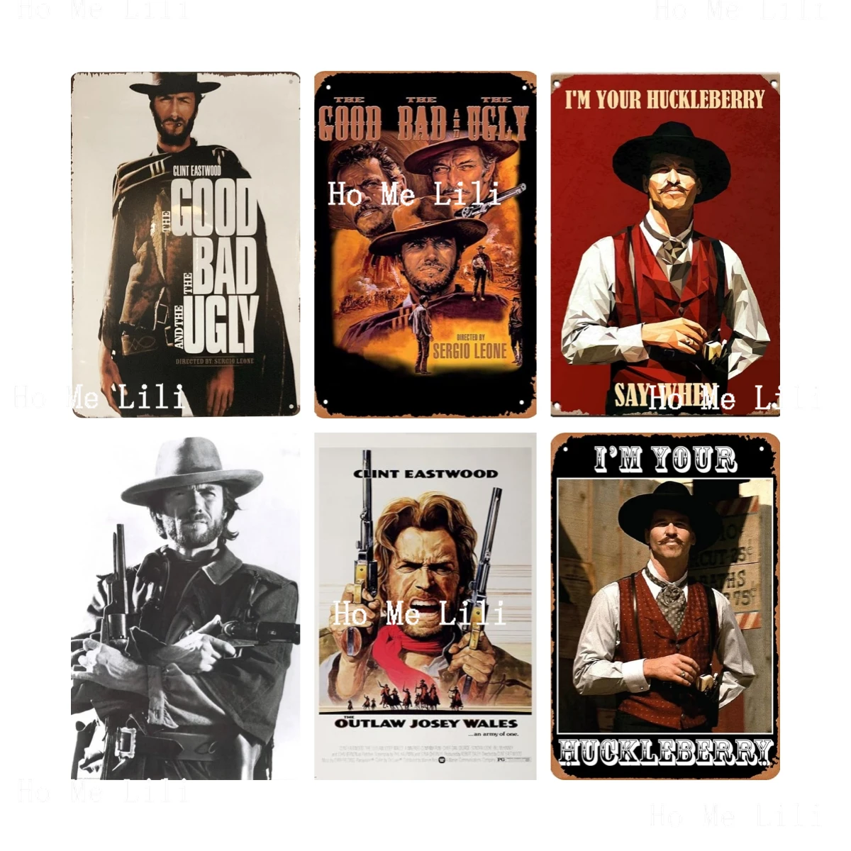 Clint Eastwood's Good Bad Ugly Art Plaque Classic Western Cowboy Movie Style Printed Sheet Metal Poster Home Wall Decoration